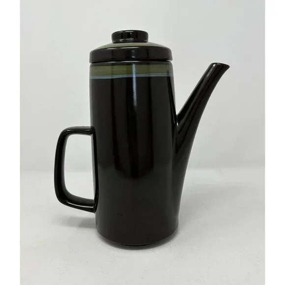 1970s MIKASA MAJORCA INTAGLIO COFFEE TEA POT w/LID 7501 Brown Stoneware Japan - Picture 3 of 12